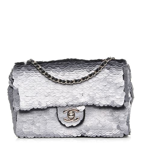 chanel paillette|CHANEL Sequin Paillette Small Flap Grey .